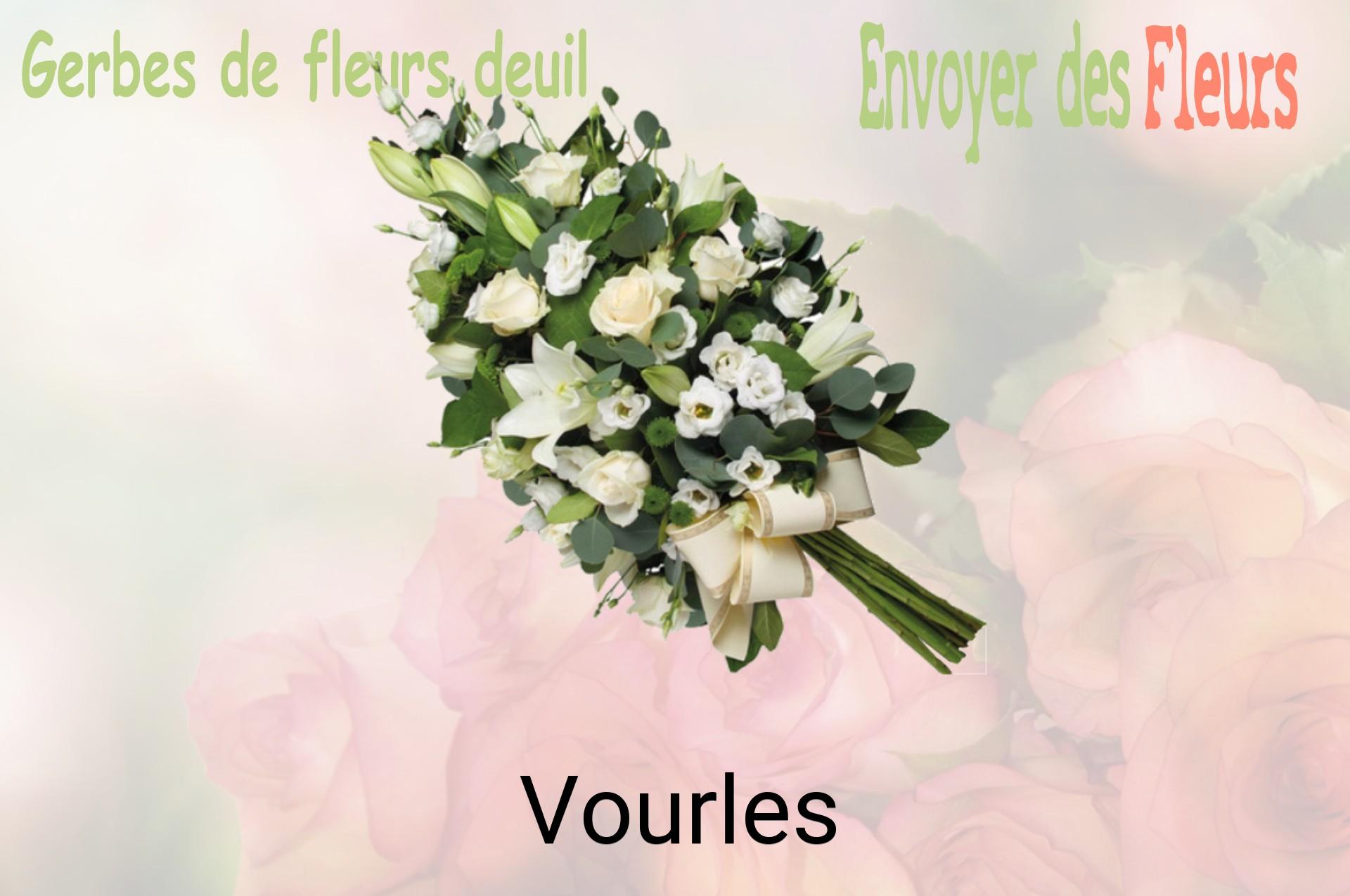 Gerbe de fleurs de deuil livrée à Vourles
